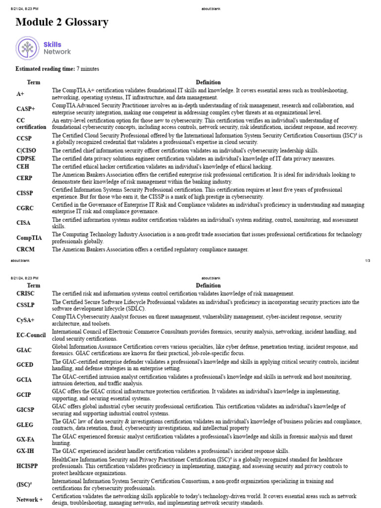 Cyber Security Certifications | PDF | Computer Security | Security
