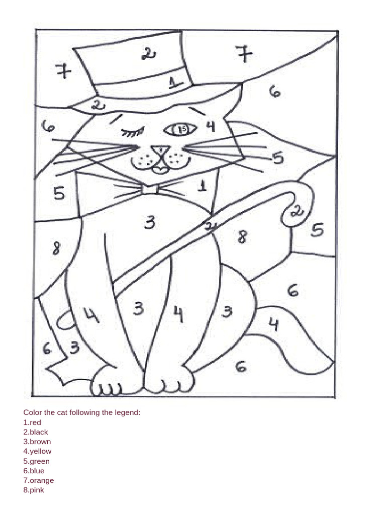 Color The Cat Following The Legend | PDF