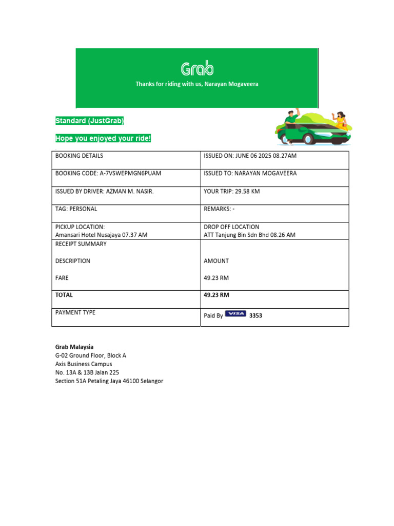 Grab Fare Receipt - June 2025 | PDF
