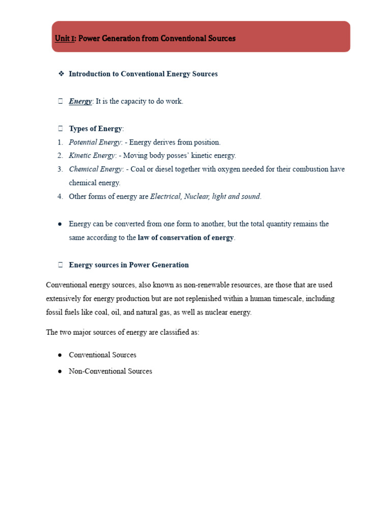 Conventional Power Generation Overview | PDF | Energy Development ...