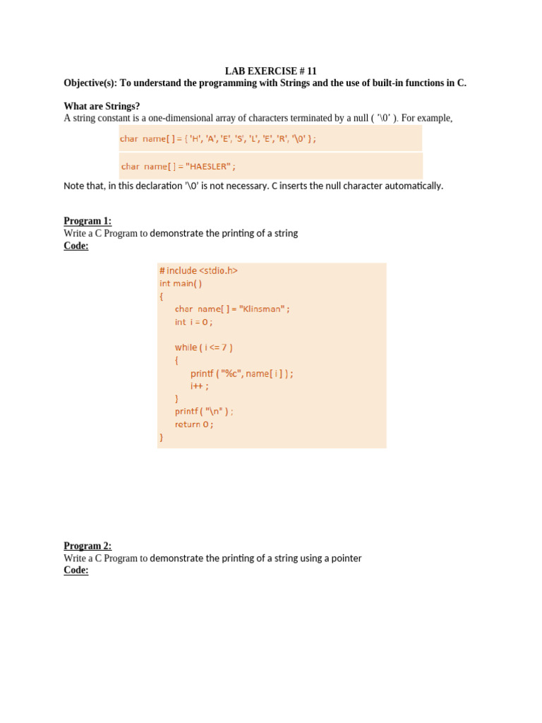 C Programming: Working with Strings | PDF