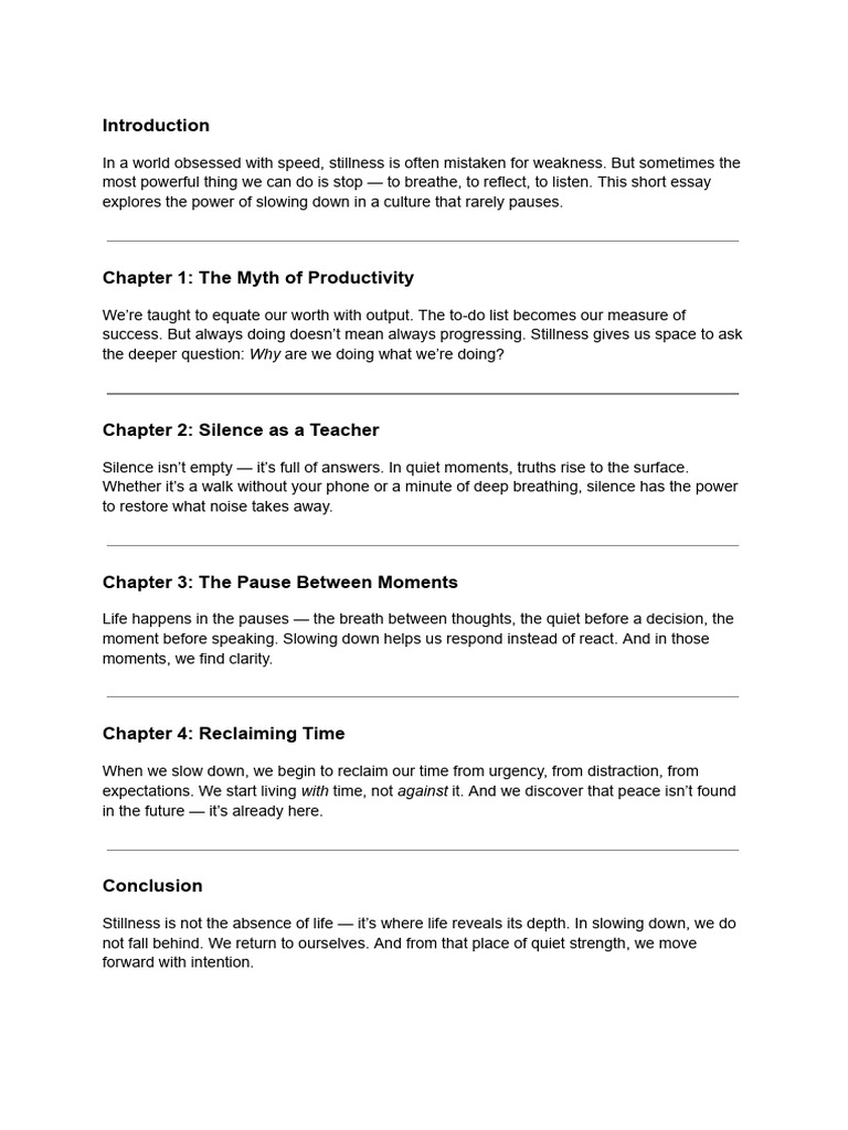 The Strength in Stillness - Finding Clarity Through Slowing Down | PDF