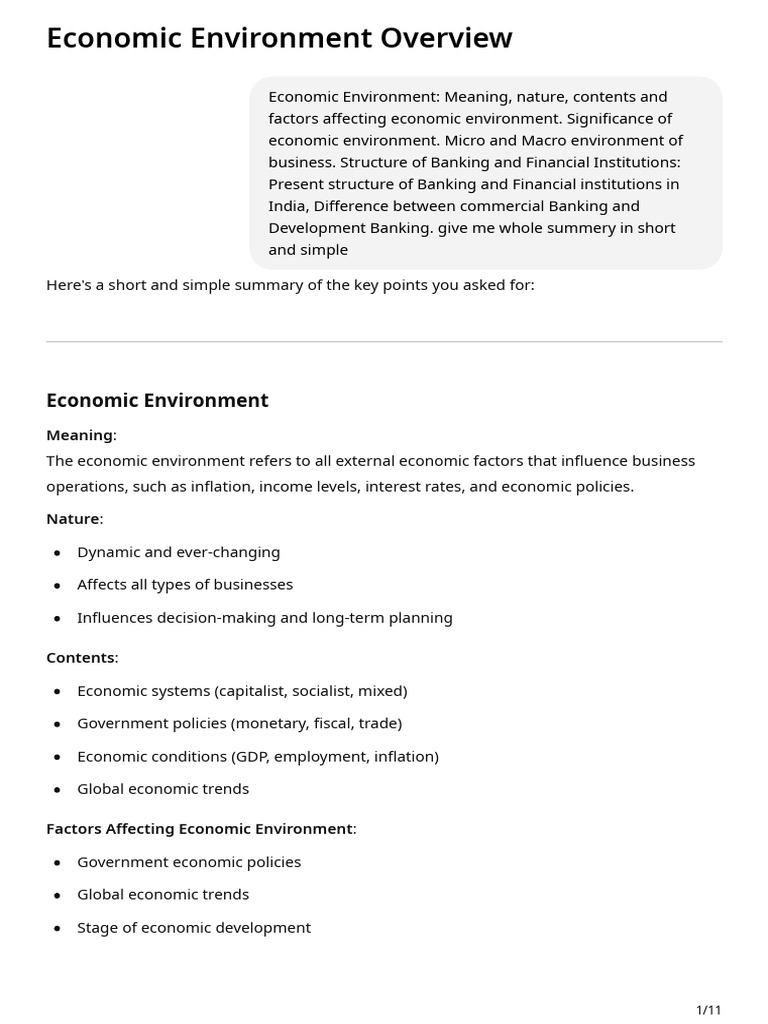 Overview of India's Economic Environment | PDF | Macroeconomics | Economics
