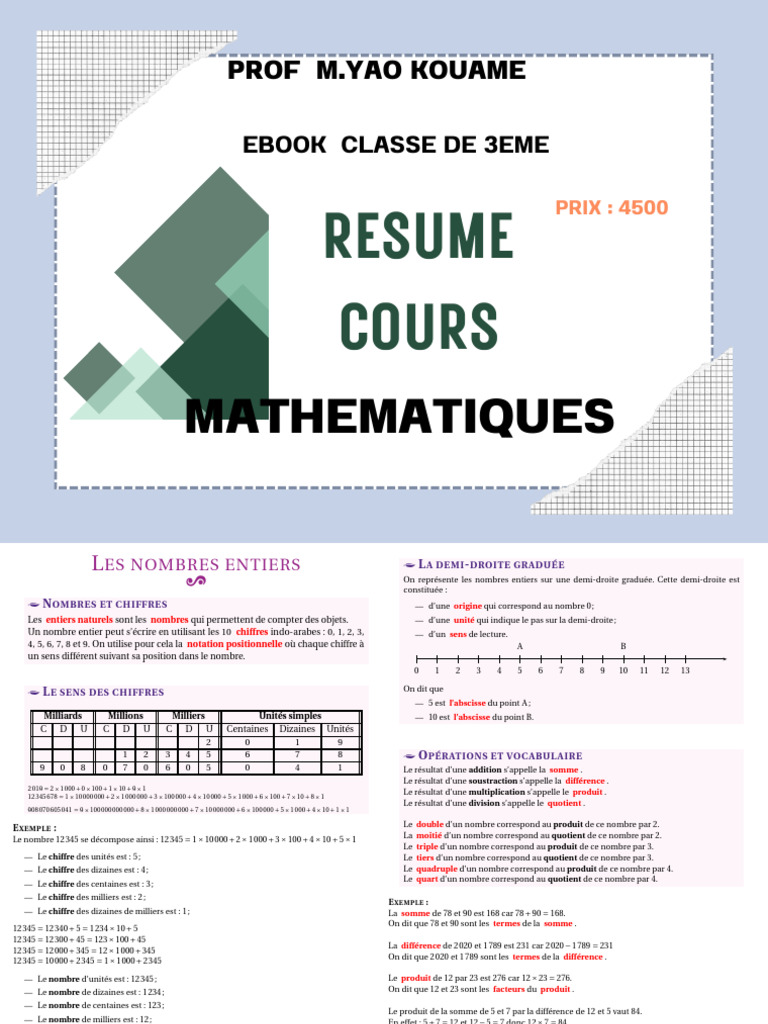 Résumé de mathématiques 3ème | PDF | Entier naturel | Nombre