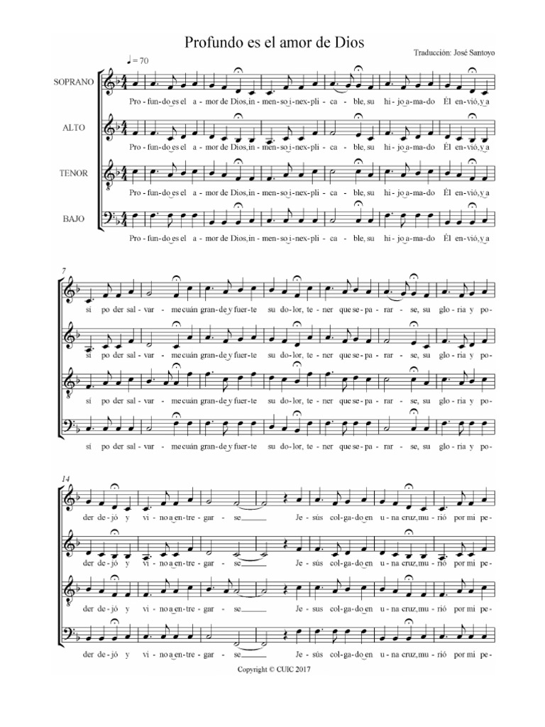 Profundo Es El Amor de Dios (Partitura) | PDF