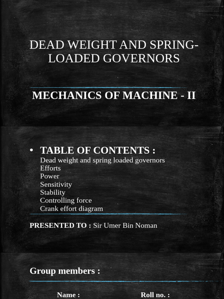 Dead Weight vs Spring-Loaded Governors | PDF | Engines | Force