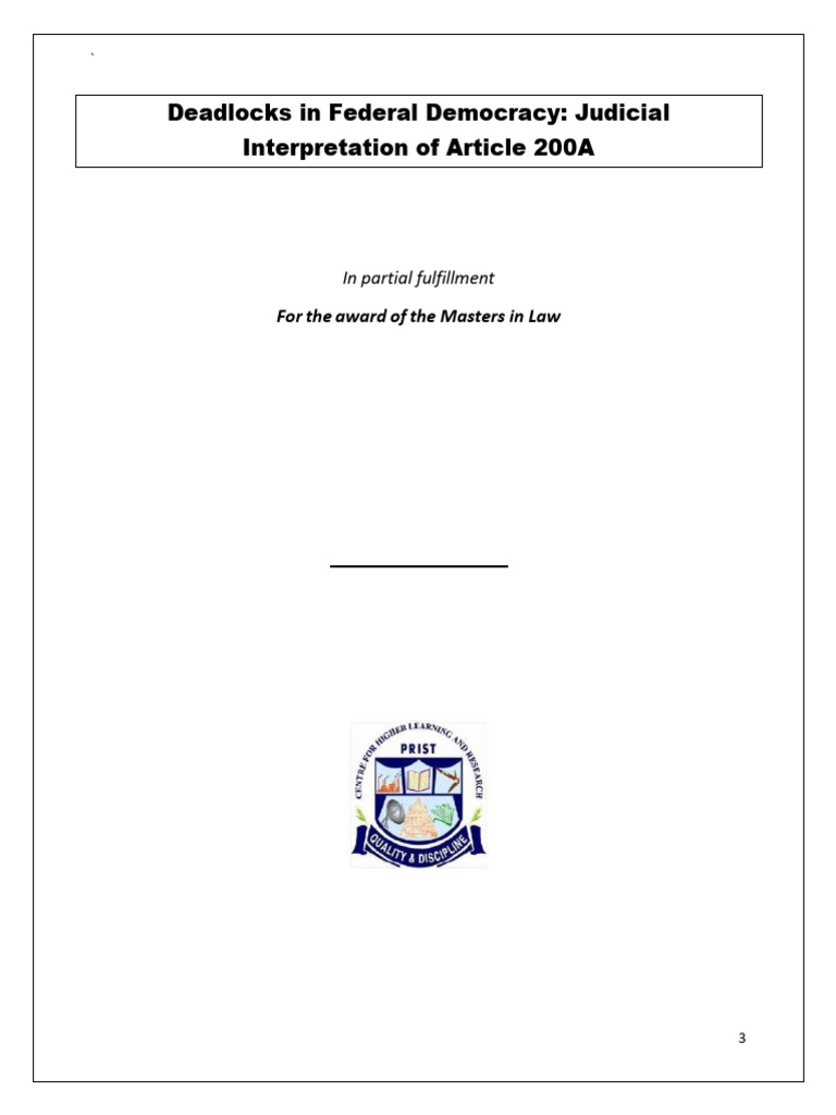 Deadlocks in Federal Democracy Analysis | PDF | Thesis