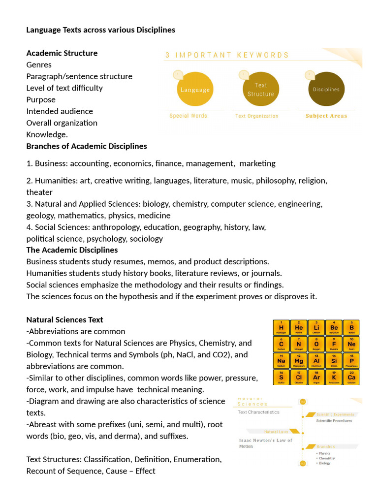 Language Texts Across Various Disciplines EAPP FINAL | PDF | Social ...