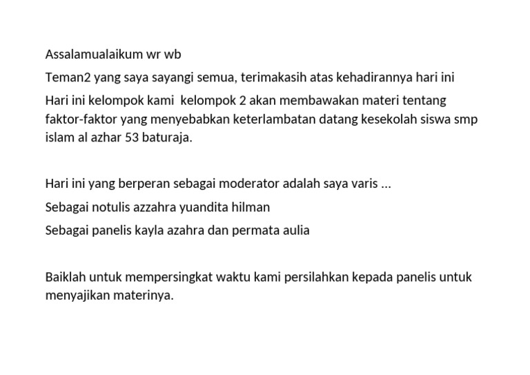 Faktor Keterlambatan Siswa SMP | PDF
