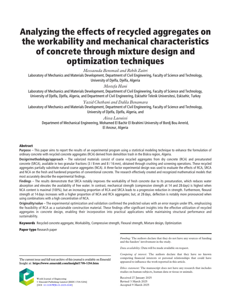 Impact of Recycled Aggregates on Concrete | PDF | Concrete | Cement