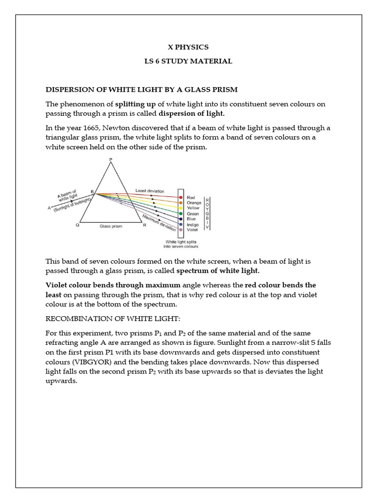 Dispersion and Refraction of Light | PDF | Rainbow | Refraction