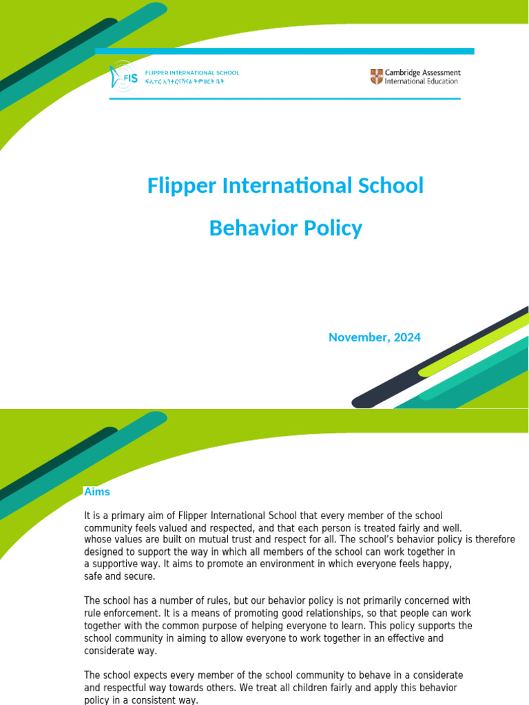 Flipper International School Behavior Policy - EDITED | PDF | Teachers ...