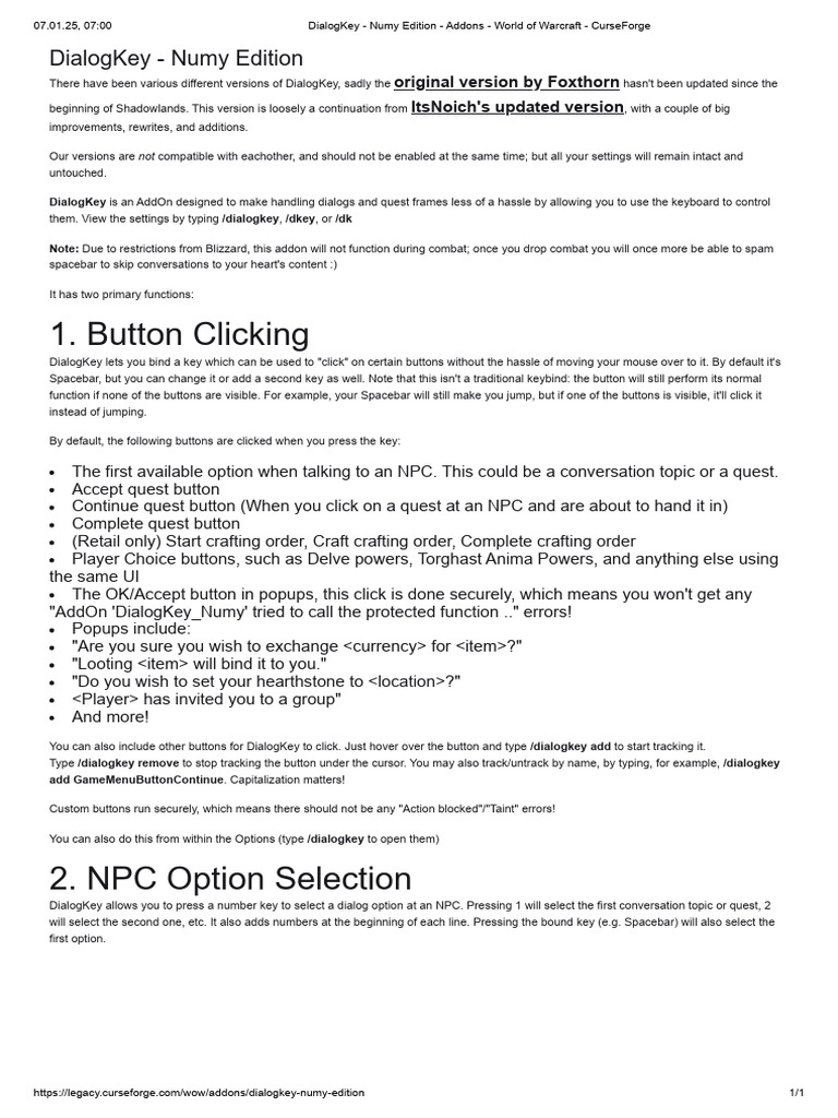 DialogKey - Numy Edition - Addons - World of Warcraft - CurseForge ...