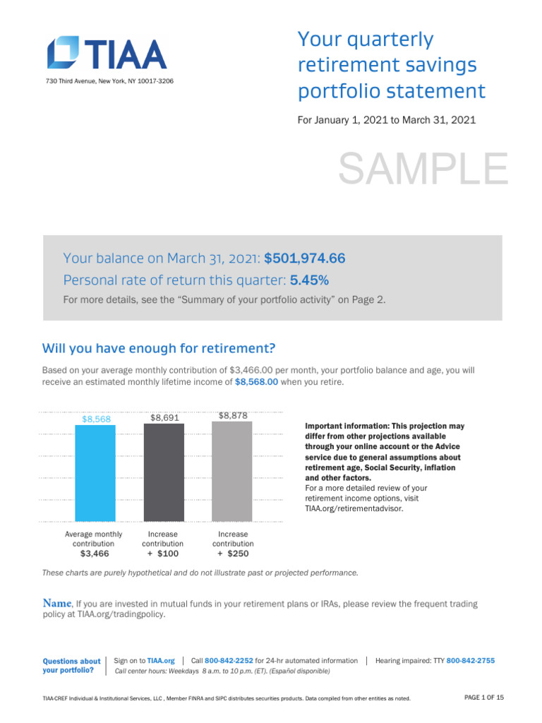 Q1 2021 Retirement Portfolio Summary | PDF | Retirement | Investing