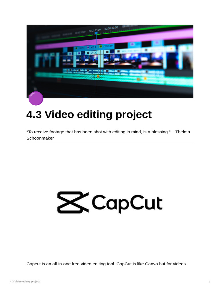 CapCut Video Editing Project Guide | PDF