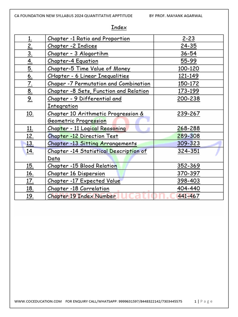 CA Foundation 2024 Quantitative Aptitude Guide | PDF | Ratio | Quantity