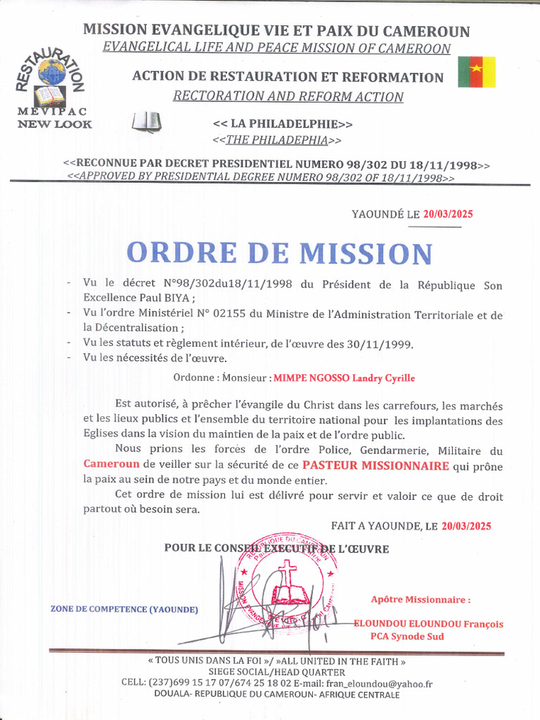 Ordre de Mission | PDF