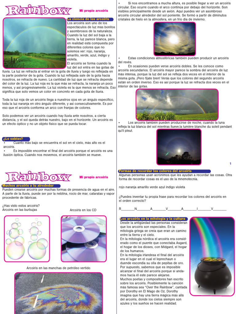 La Ciencia Detrás de los Arcoíris | PDF | Arco iris | Color