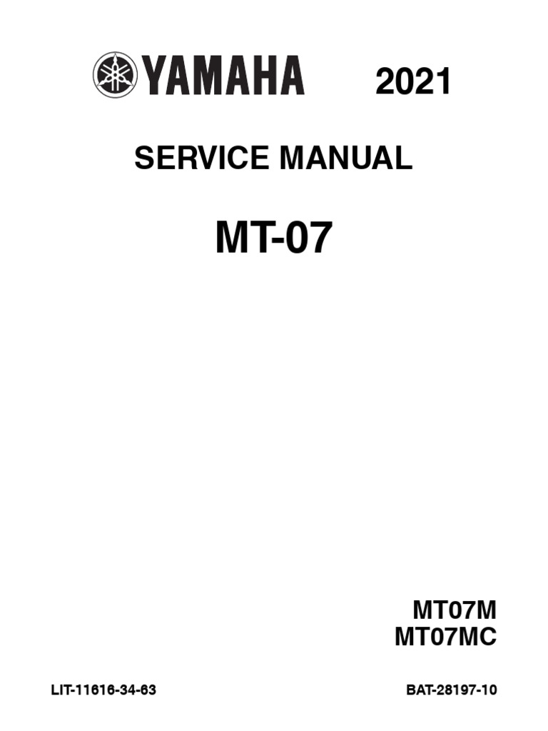 Yamaha MT-07 Service Manual 2021 | PDF | Motor Oil | Fuel Economy
