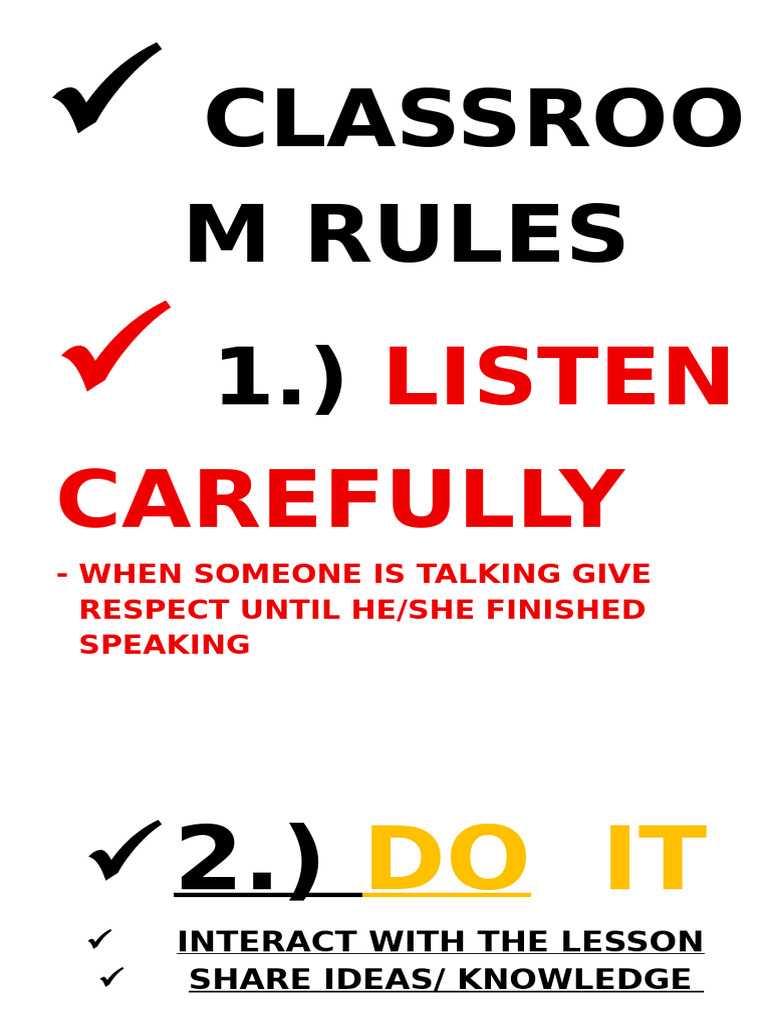 Essential Classroom Rules for Students | PDF