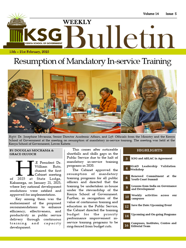 KSG In-Service Training Resumption 2025 | PDF | Governance | Kenya