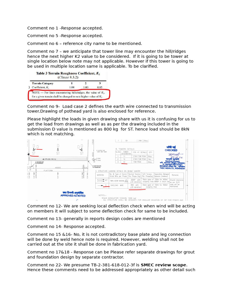 Engineering Comments and Responses Summary | PDF