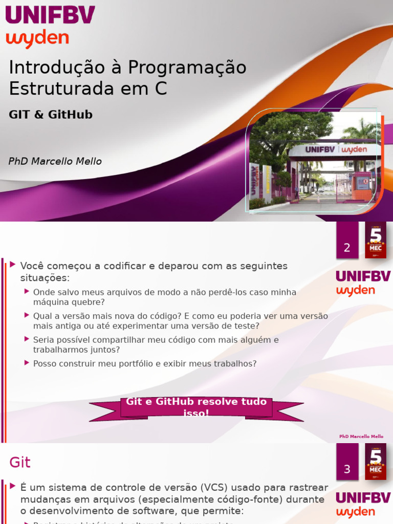 Unifbv - Git e Github | PDF | Controle de versão | Tecnologia da Informação