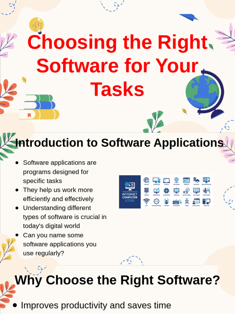 Selecting Software for Specific Tasks | PDF | Spreadsheet | Software