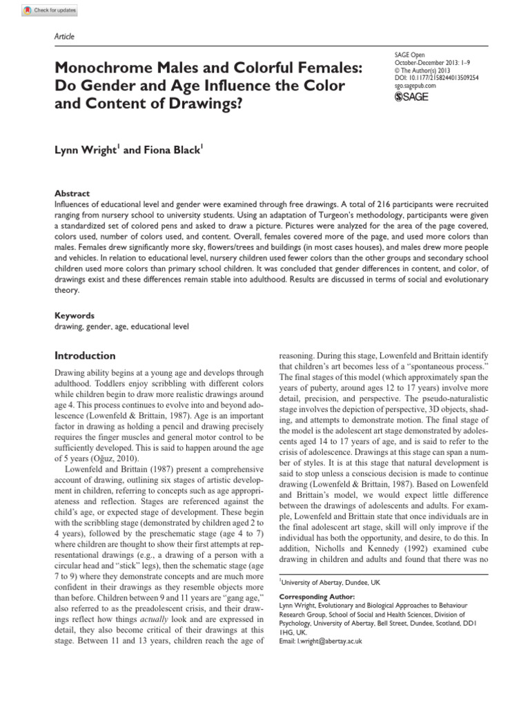 Monochrome Males and Colorful Females Do Gender and Age Influence The ...