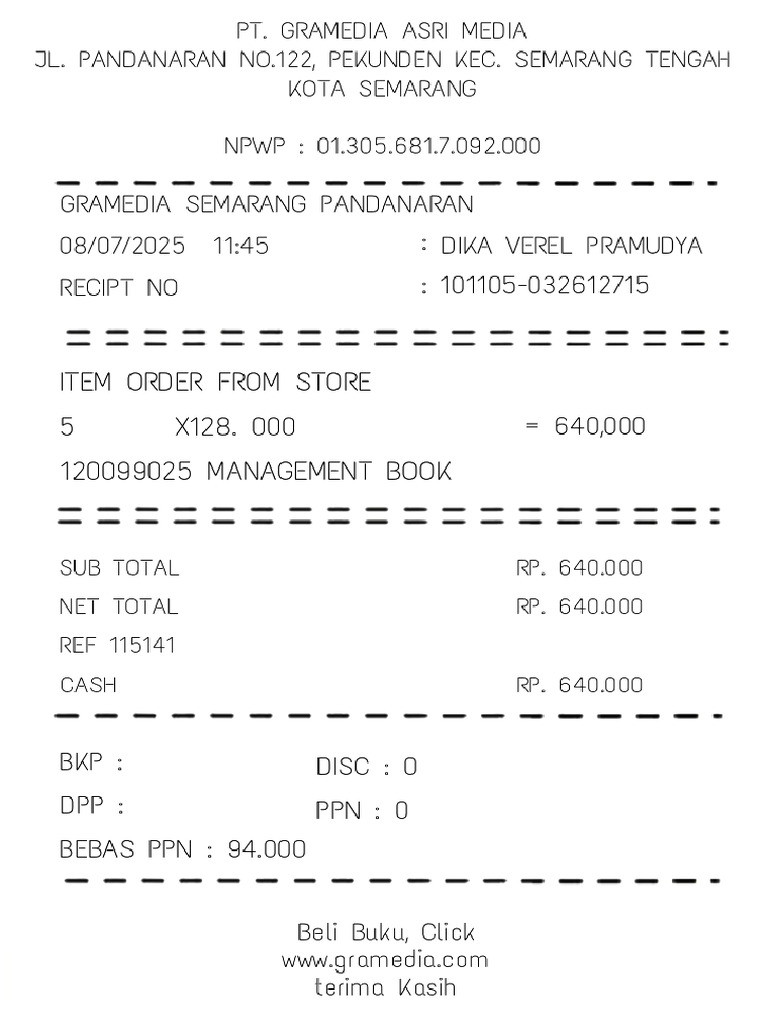 Struk Gramedia | PDF