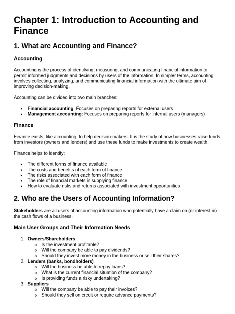 Introduction to Accounting and Finance | PDF | Balance Sheet | Cost Of ...