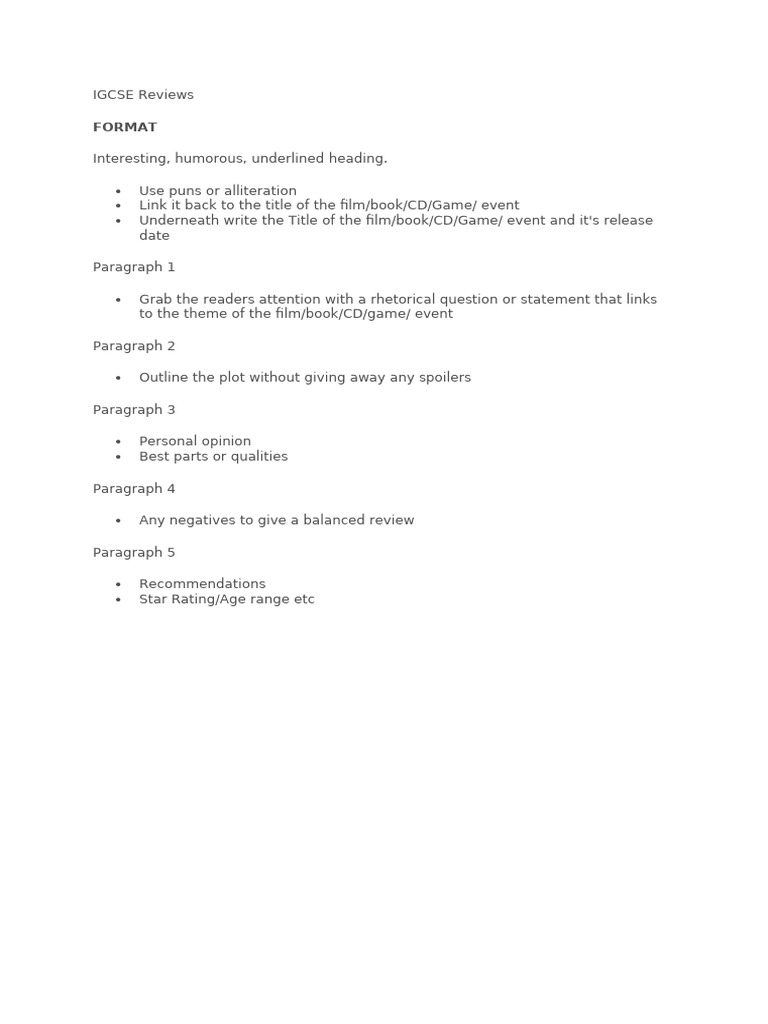 IGCSE Review Writing Guide | PDF