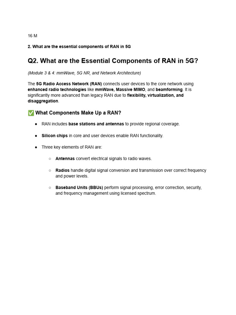 Essential Components of 5G RAN Explained | PDF | Mimo | Augmented Reality