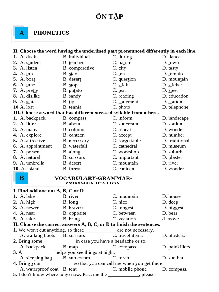Phonetics and Vocabulary Practice Test | PDF | Earth Sciences