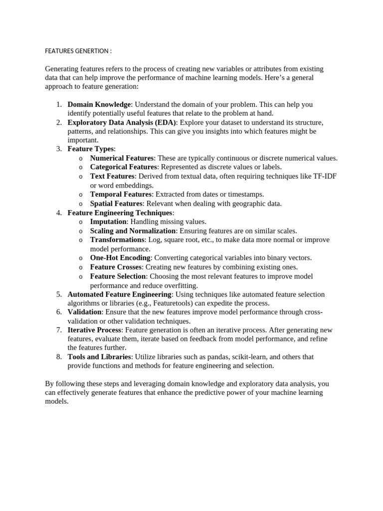 Feature Generation and Selection Guide | PDF | Principal Component ...