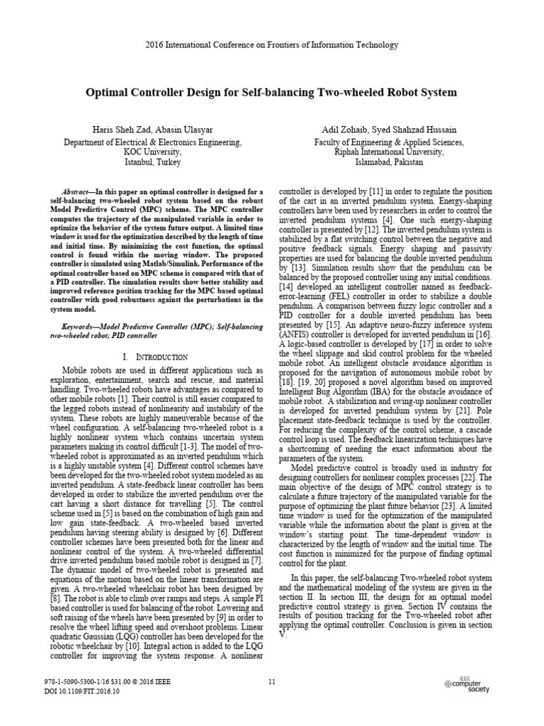 Optimal MPC for Self-Balancing Robot | PDF | Control Theory | Applied ...
