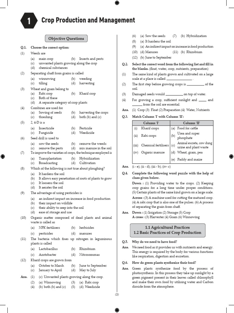 Crop Production and Management Quiz | PDF | Fertilizer | Legume