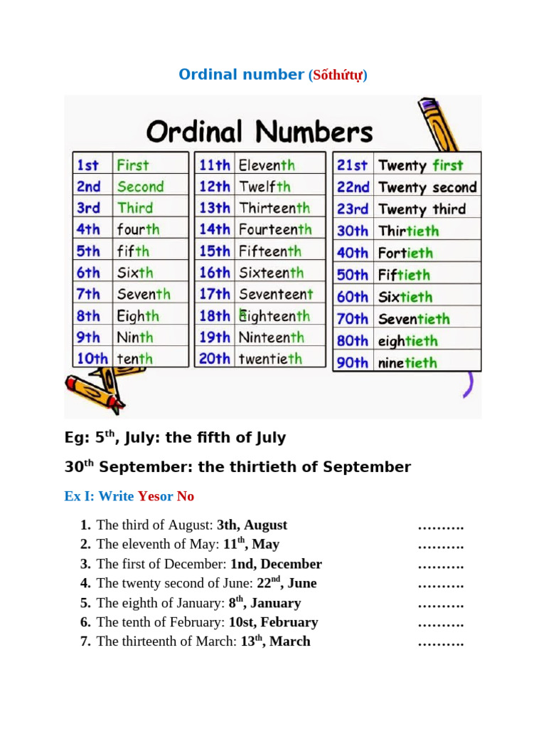 Teaching Ordinal Numbers in English | PDF