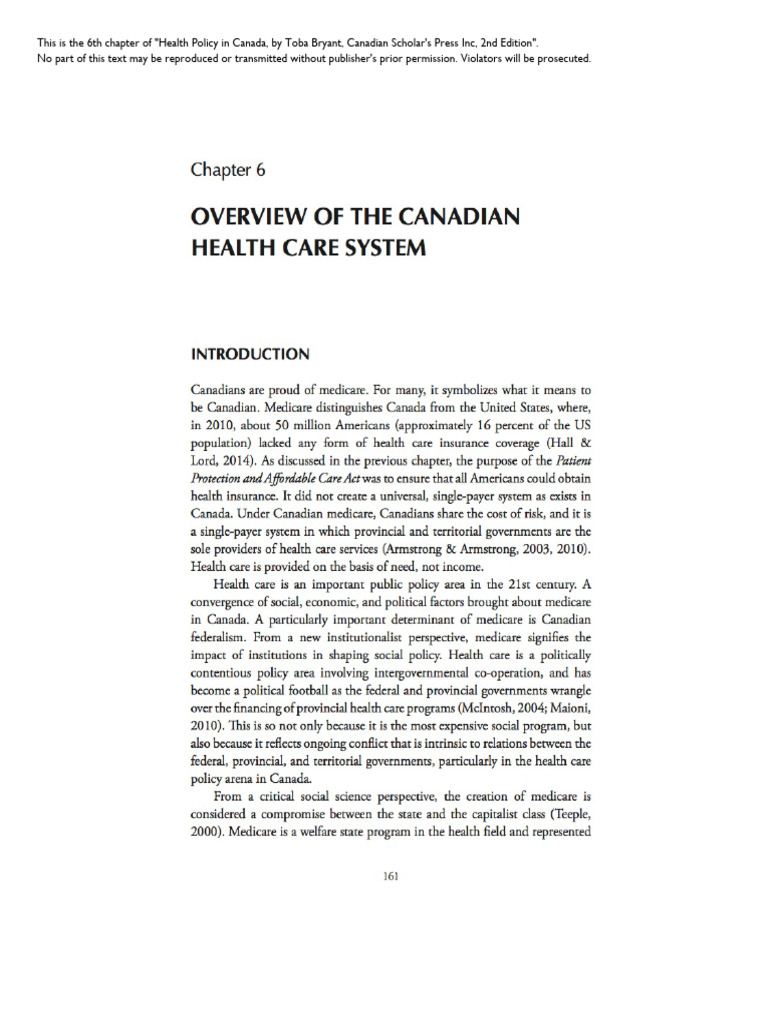 Bryant (2016) - Overview of The Canadian Health Care System | PDF ...