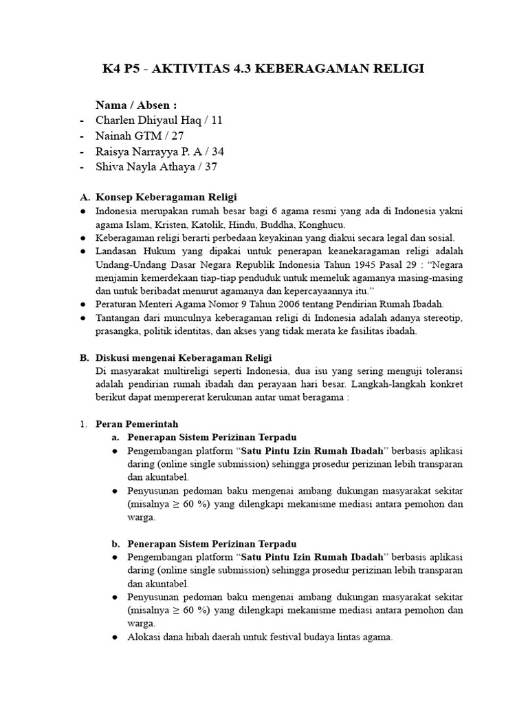 Keberagaman Religi di Indonesia: Tantangan dan Solusi | PDF