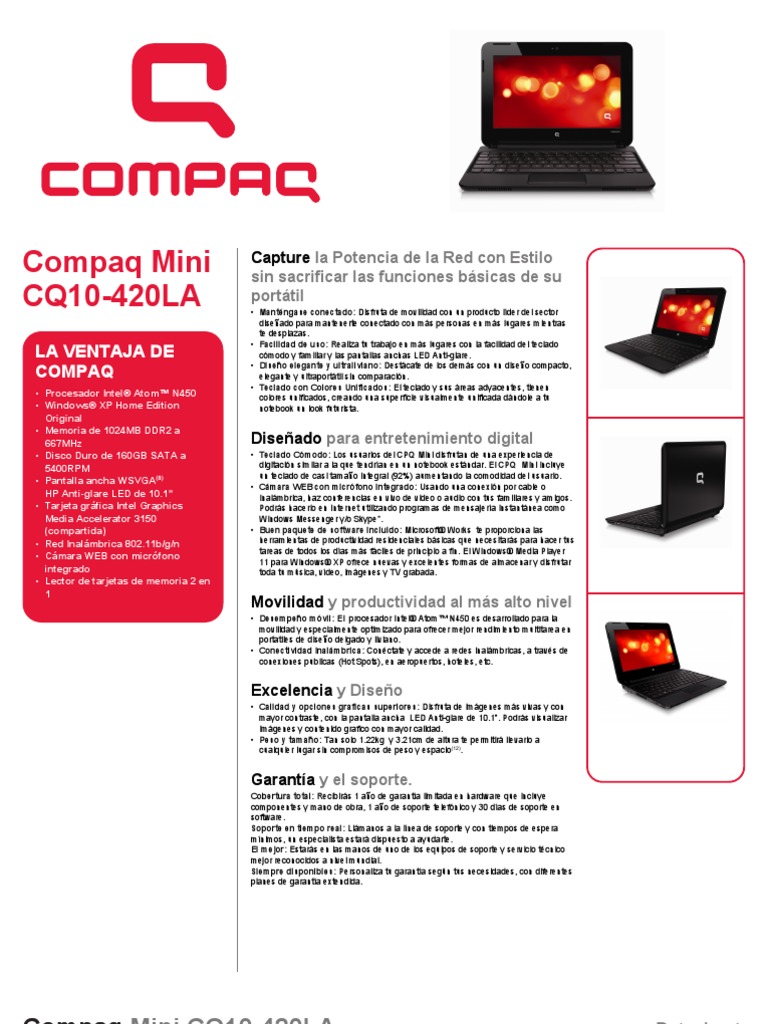 Compaq Mini Cq10-420la | PDF | Microprocesador | Microsoft Windows