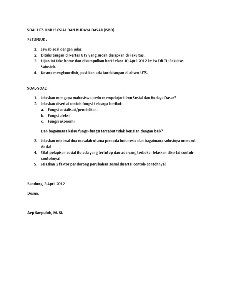 Contoh Soal Pilihan Ganda Isbd Dan Jawabannya - Dunia Sosial