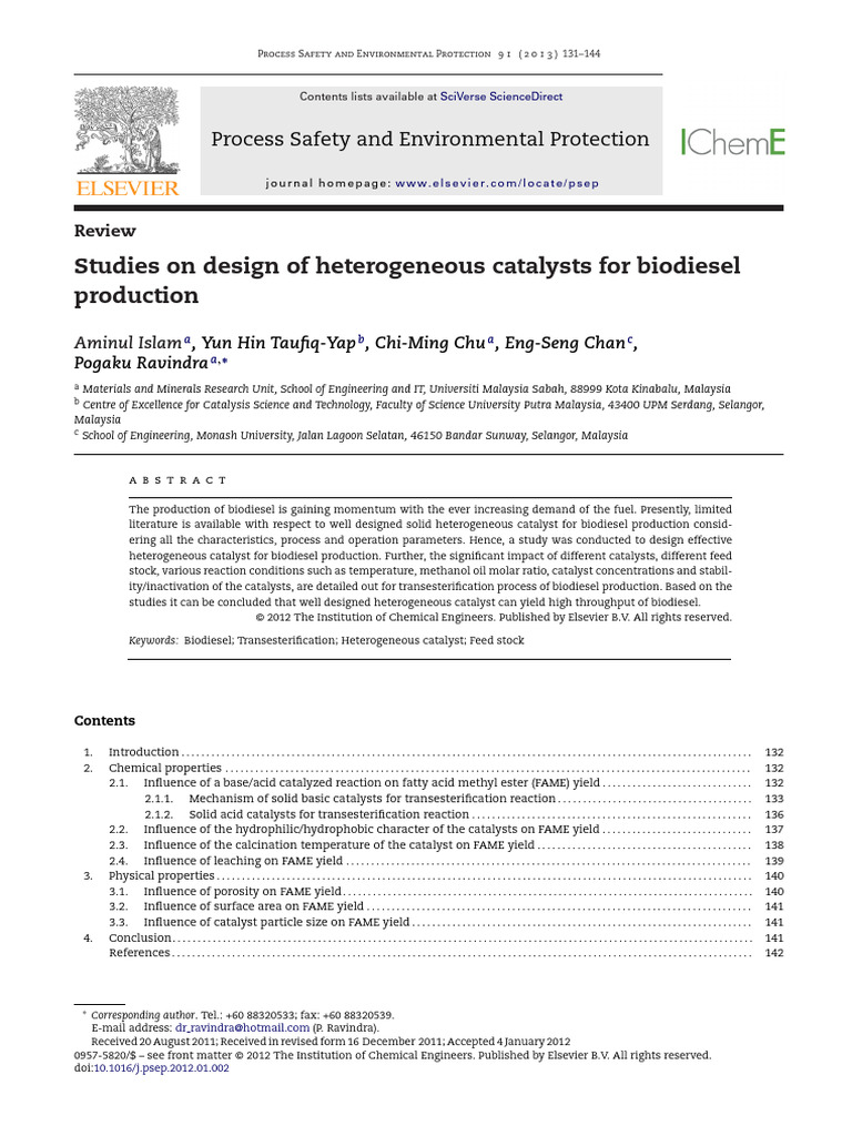 2013 Heteregenous Catalyst For Biofuel | PDF | Catalysis | Biodiesel