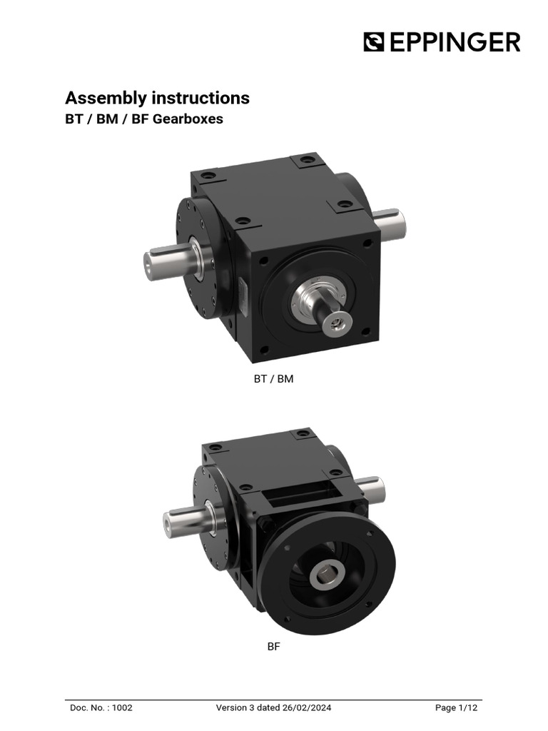 BT/BM/BF Gearbox Assembly Guide | PDF | Manufactured Goods | Mechanical ...