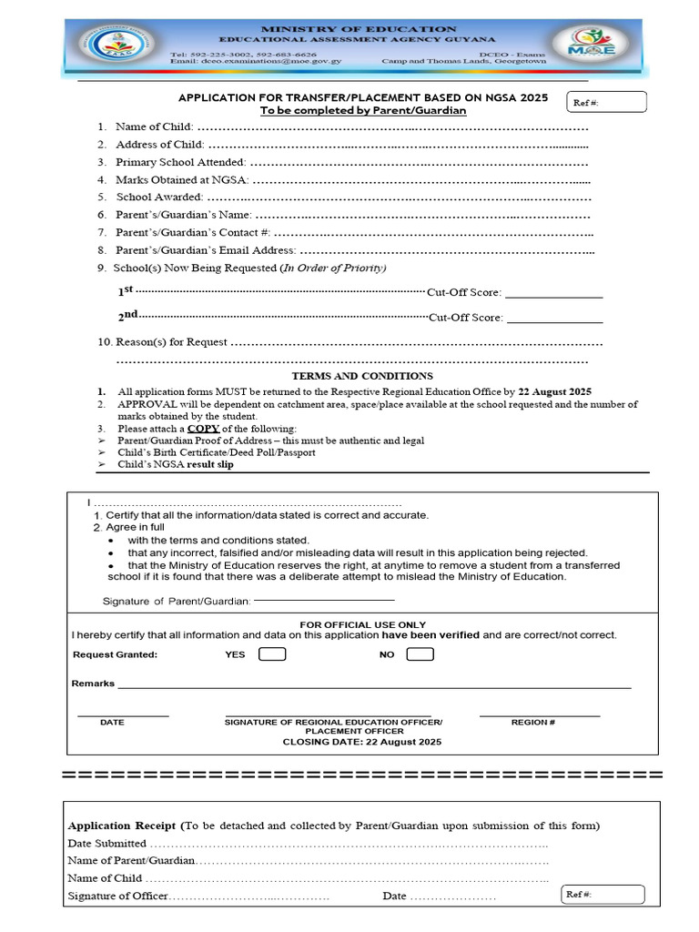 NGSA 2025 Transfer Application Form | PDF | Chess Theory | Chess