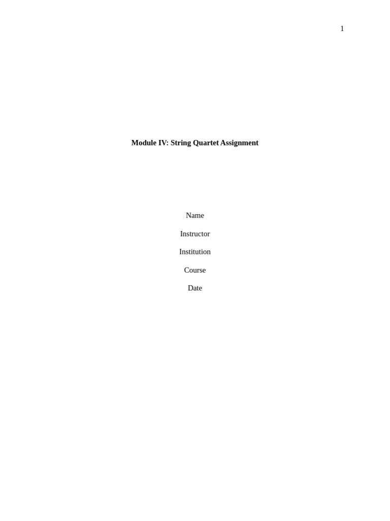 Music Module IV String Quartet Assignment | PDF | Chamber Music ...