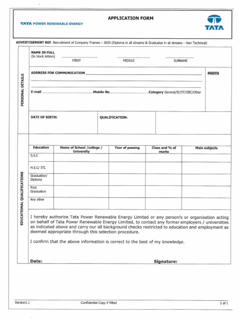 TPREL Application Form 2025 | PDF