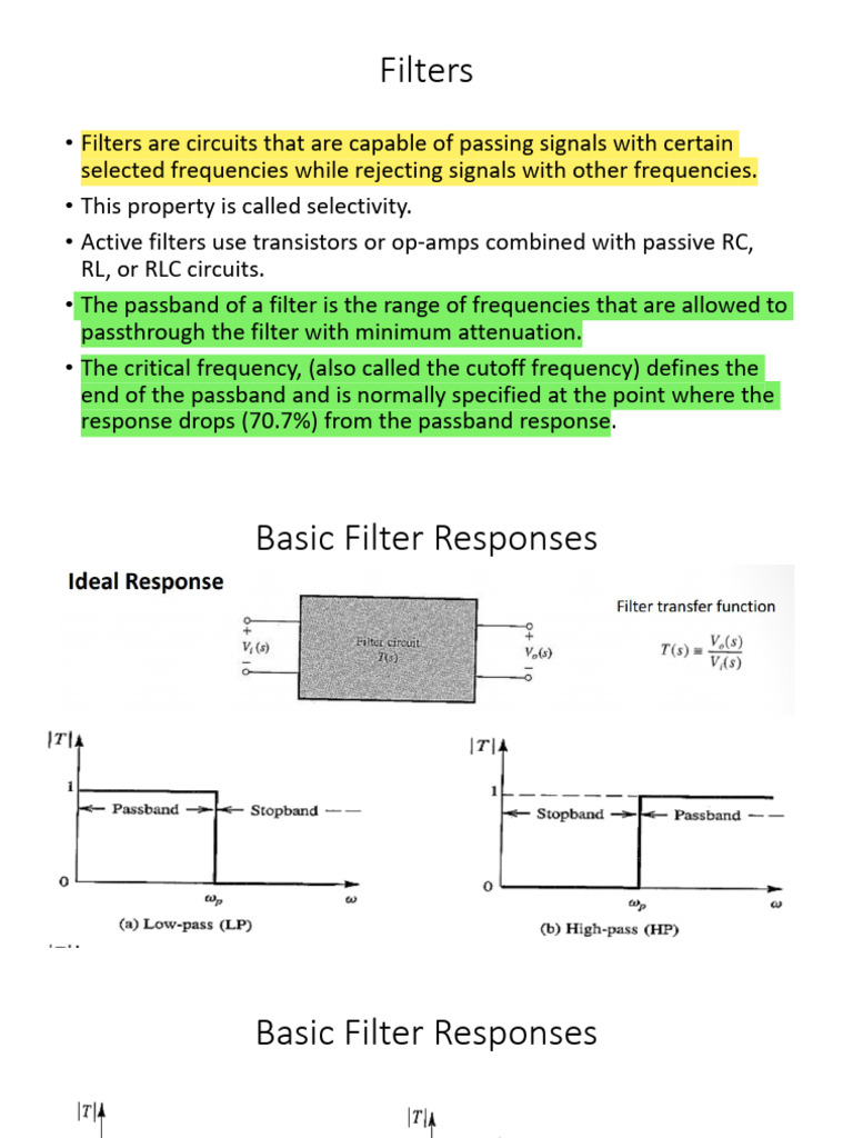 Overview of Active Filters | PDF | Electronic Filter | Bandwidth ...