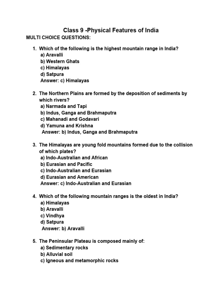 Class 9 Physical Features of India | PDF | Himalayas | Earth Sciences