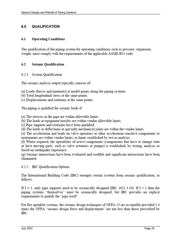 Seismic Qualification for Piping Systems | PDF | Pipe (Fluid Conveyance ...